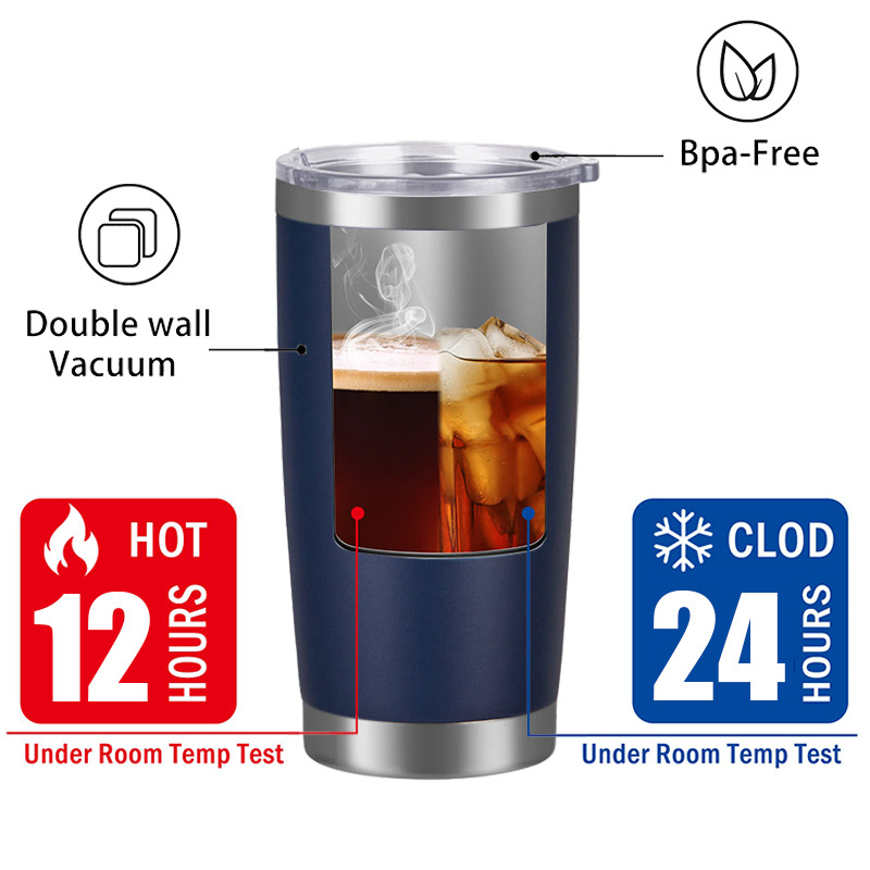 Wholesale 20oz 30oz Powder Coated Stainless Steel Double Wall Insulated Vacuum Coffee Mugs Car Tumblers Cups with Sliding Lid