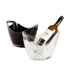 Wholesale Promotional Ice Buckets Printing Logo Acrylic Champagne Wine beer Ice Bucket With Handle For BAR