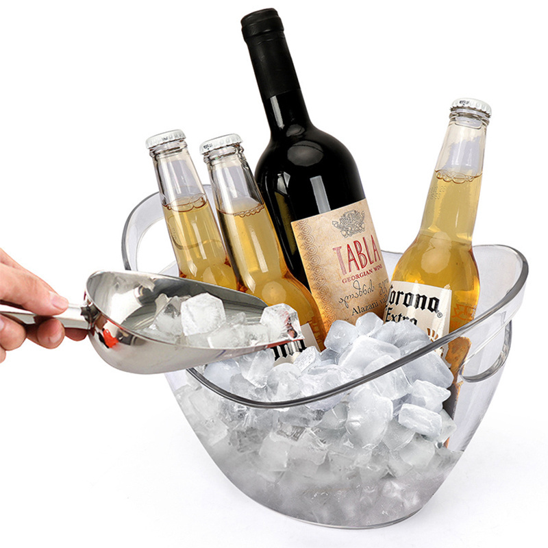 Wholesale Promotional Ice Buckets Printing Logo Acrylic Champagne Wine beer Ice Bucket With Handle For BAR