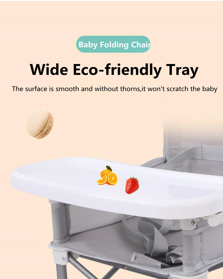 Collapsible Solid Baby Dining Chair With Large Tray And Portable Travel Bag For Safety Baby Feeding Seat Chair