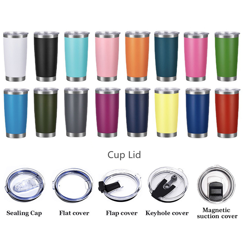 Wholesale 20oz 30oz Powder Coated Stainless Steel Double Wall Insulated Vacuum Coffee Mugs Car Tumblers Cups with Sliding Lid