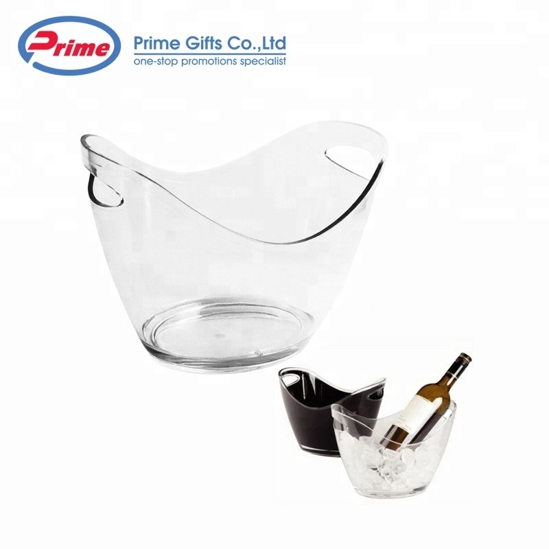 Wholesale Promotional Ice Buckets Printing Logo Acrylic Champagne Wine beer Ice Bucket With Handle For BAR