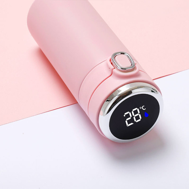 Wholesale 14 oz 420ml LED Temperature Display Smart Vacuum Flask 18/8 Stainless Steel Insulated Water Bottle with Bouncing Lid