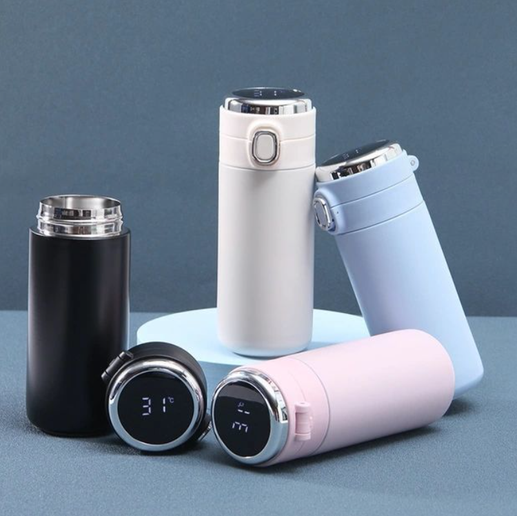 Wholesale 14 oz 420ml LED Temperature Display Smart Vacuum Flask 18/8 Stainless Steel Insulated Water Bottle with Bouncing Lid