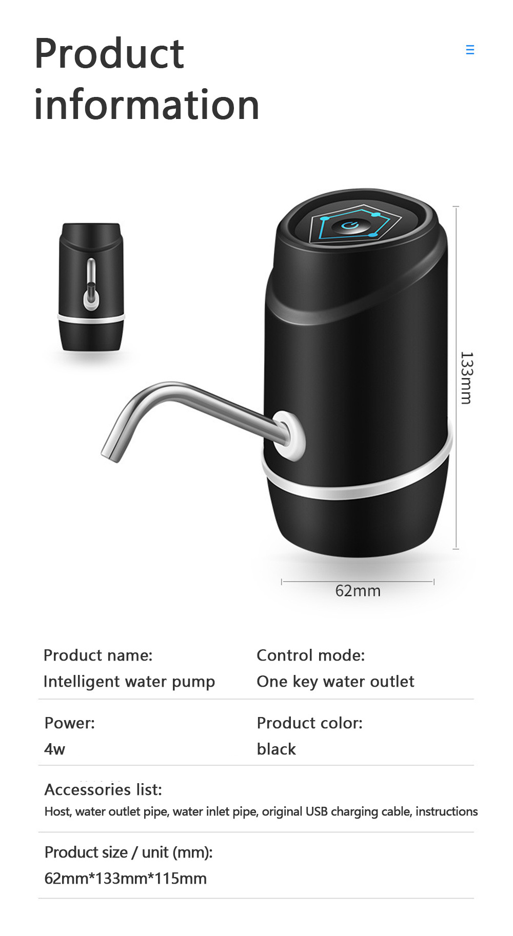 2023 new arrival Automatic Bottle Drinking Rechargeable Mini Electric Usb Portable Water Pump Dispenser