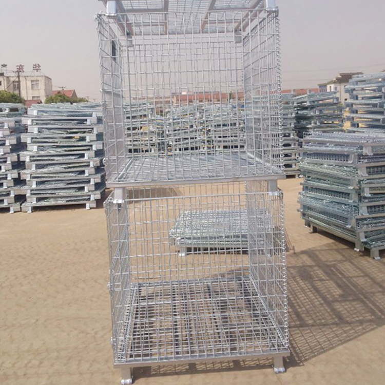 Stillages Collapsible Stackable Folding Wire Mesh Stillage Basket Warehouse Cage