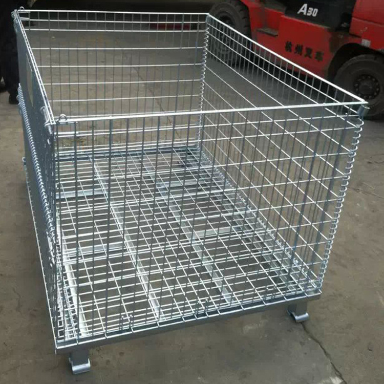 Stillages Collapsible Stackable Folding Wire Mesh Stillage Basket Warehouse Cage