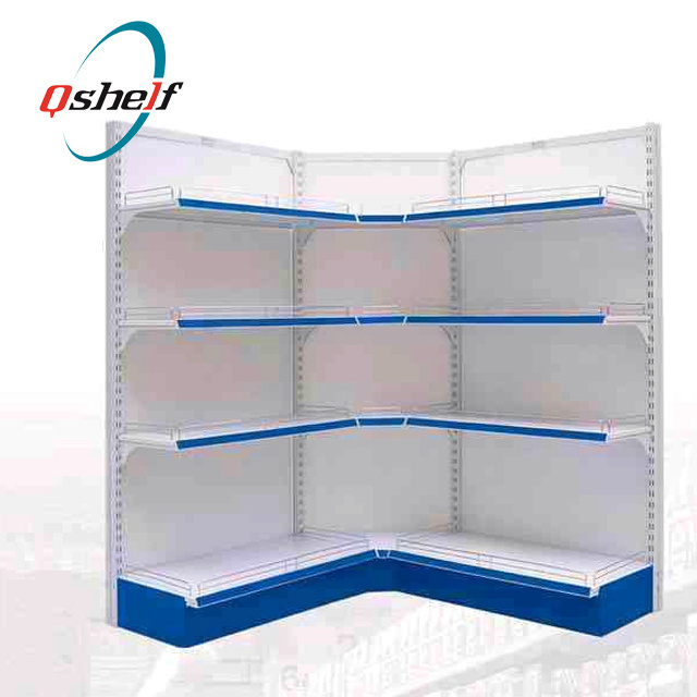 Metal Supermarket Corner Shelf/Corner Shelving/Wall Shelving Unit