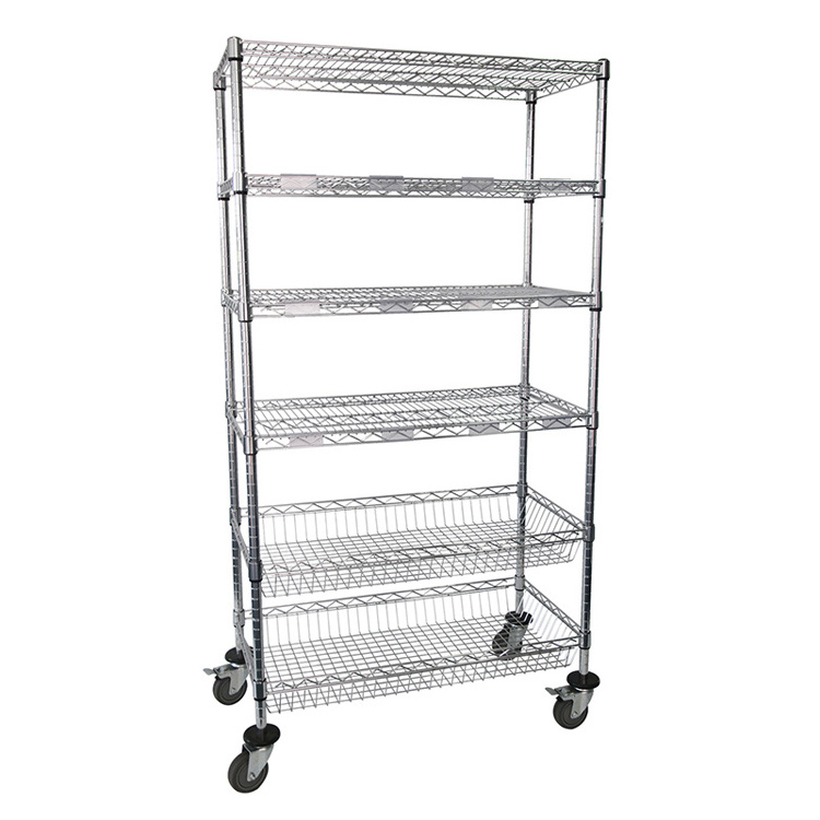 NSF Approved  Customized Size  5 Layer Chrome Wire Shelving Rack