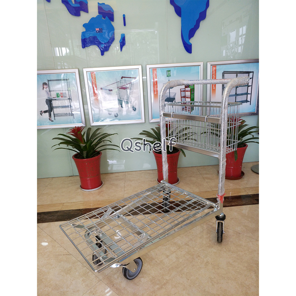 warehouse wire cargo transport trolley with baskets