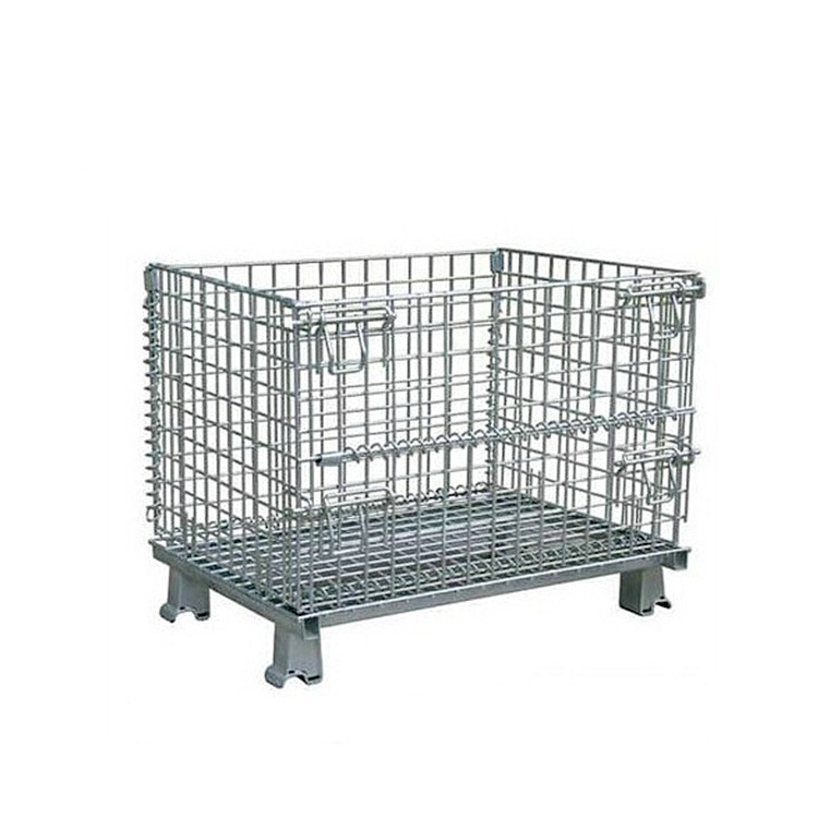 Stillages Collapsible Stackable Folding Wire Mesh Stillage Basket Warehouse Cage