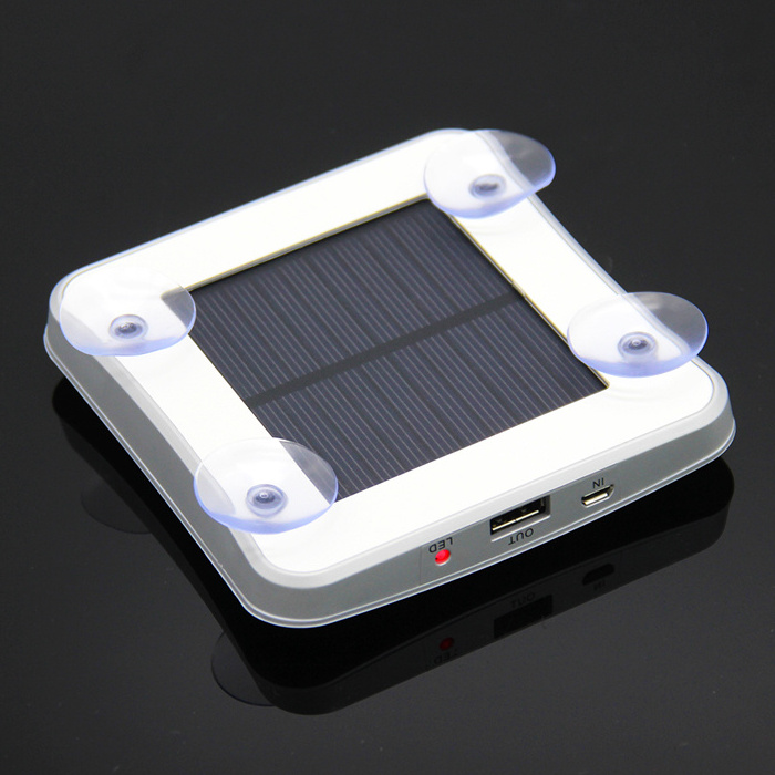 Square 2600mAh Window Solar Cell Phone Charger Portable Power Bank Solar Mobile Charger