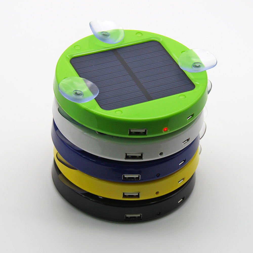 Solar Gadgets Round Shape Sucker Sticky Glass Solar Power Bank,OEM Portable 1800mAh Solar Powered Phone Charger