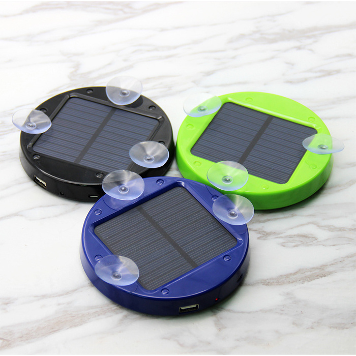 Solar Gadgets Round Shape Sucker Sticky Glass Solar Power Bank,OEM Portable 1800mAh Solar Powered Phone Charger