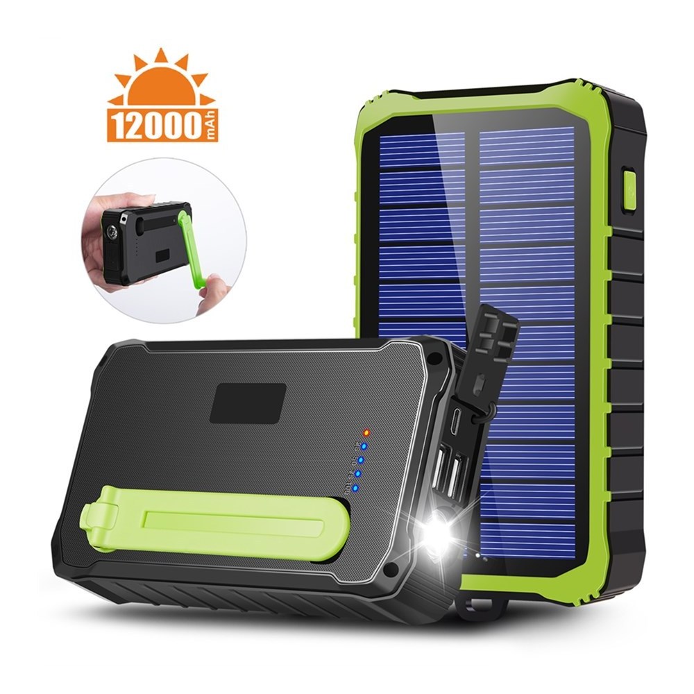 Hand Crank Emergency Solar Power Phone Charger High Capacity 12000mAh Power Bank