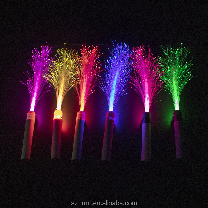 Colorful Battery Operated LED Light Wands Fiber Optic Wands Glow Fiber Optic Wands for Party Favors