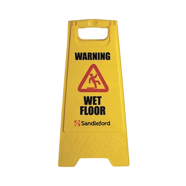 plastic warning yellow caution sign blank wet floor sign