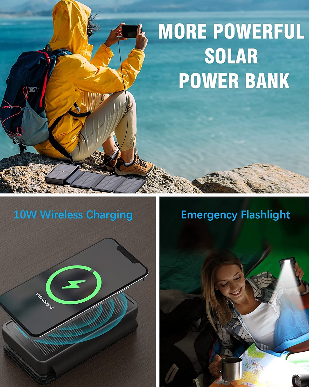 Best Products 18V Usb Powerbank Wireless Charger 10000Mah Foldable Solar Power Bank