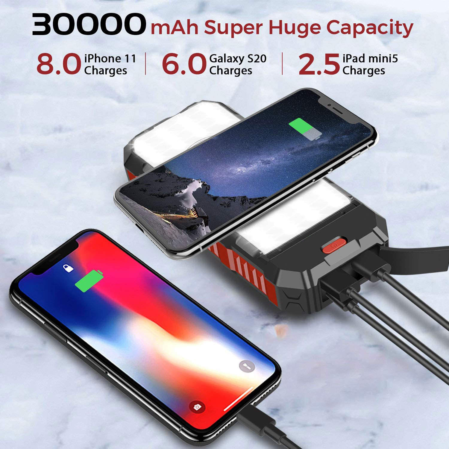 Cheap Price 80000Mah Solar Charger Phone For Outdoor Camping Solar Panel Charger Portable Power Bank 30000MaH