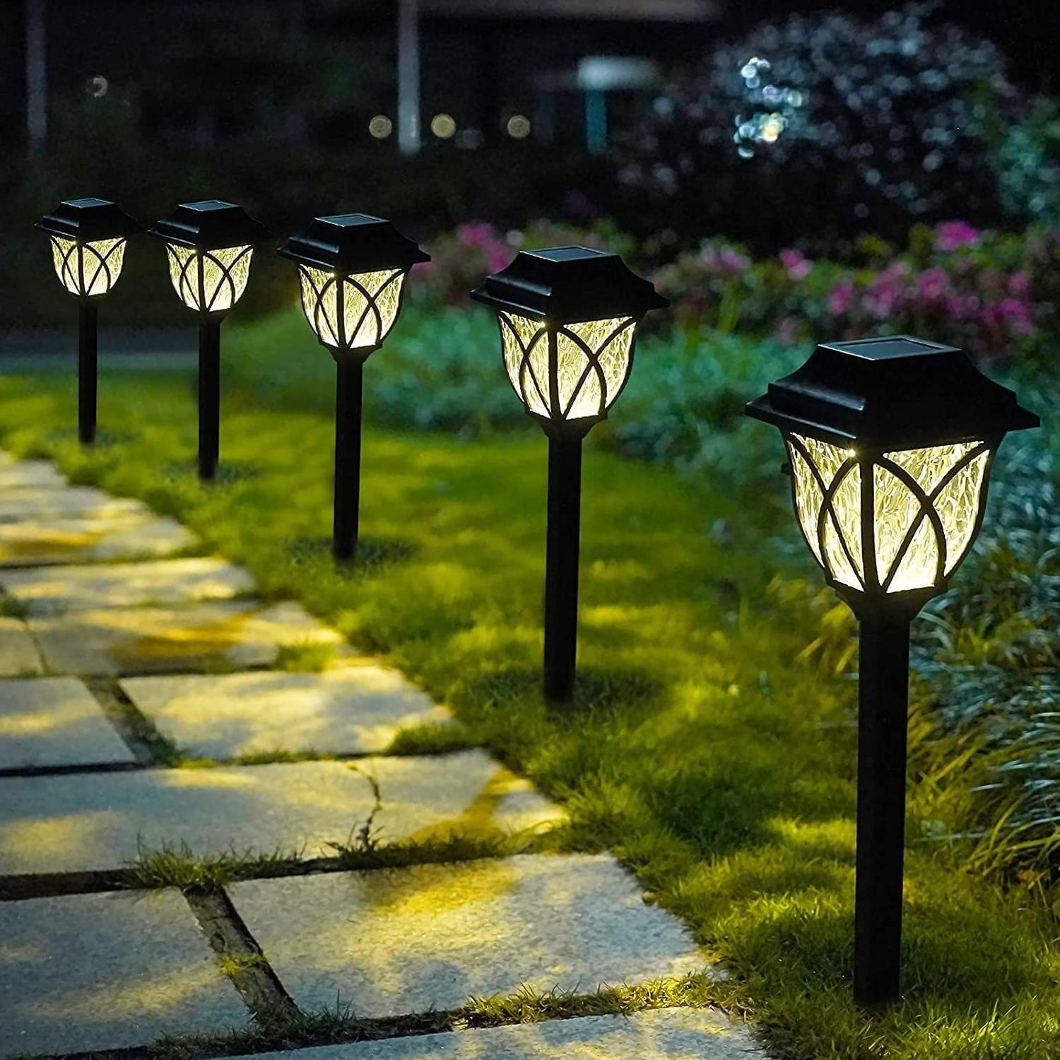 Solar Pathway Lights LED Night Lamp Warm Light Outdoor Garden Lights for Patio, Lawn, Landscape Decorations Christmas