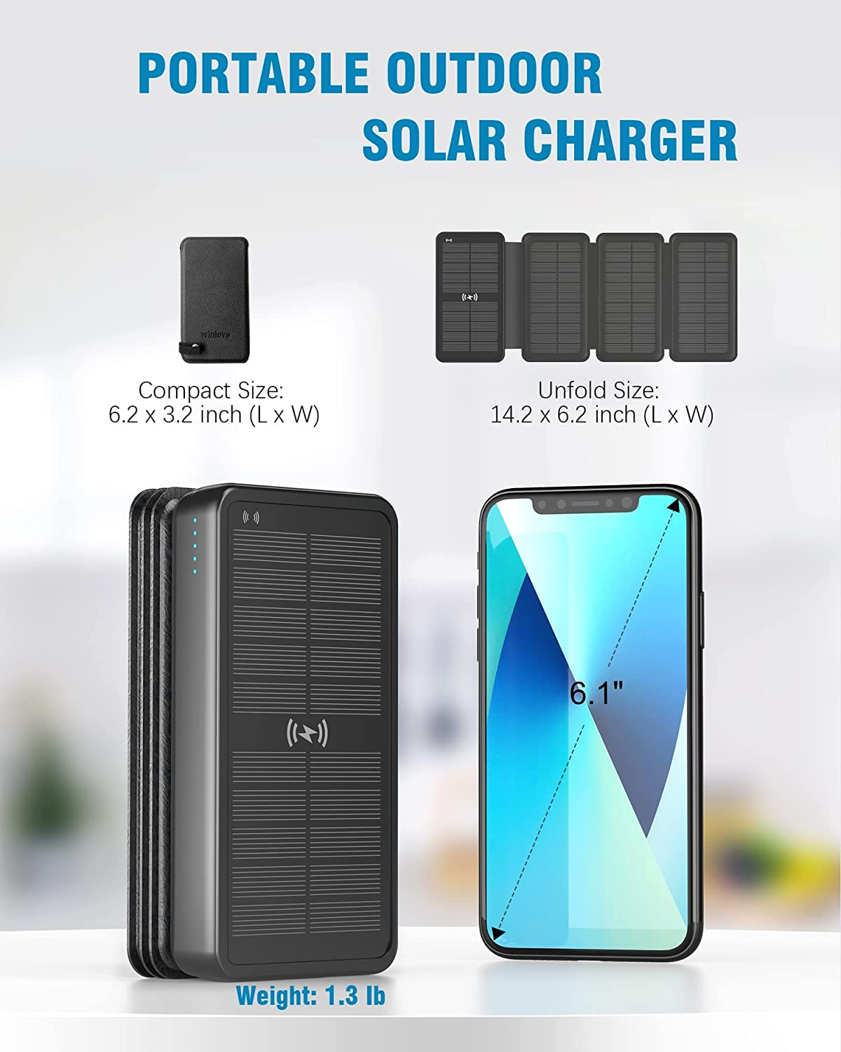 Best Products 18V Usb Powerbank Wireless Charger 10000Mah Foldable Solar Power Bank