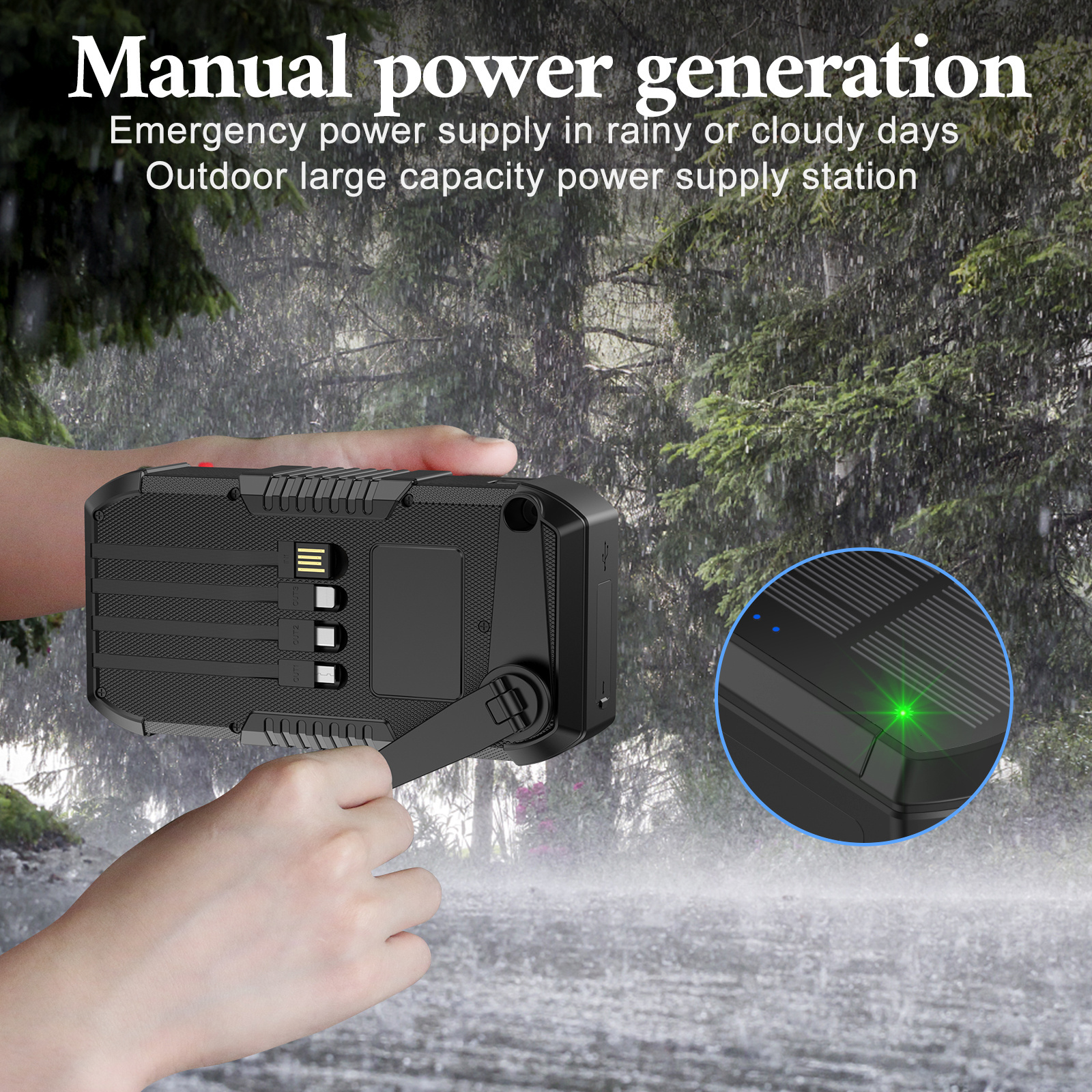 Build In Compass Charge 6 Devices Manual Hand Crank Power Generator Solar Power Bank 63800Mah For Emergency Outdoor Camping