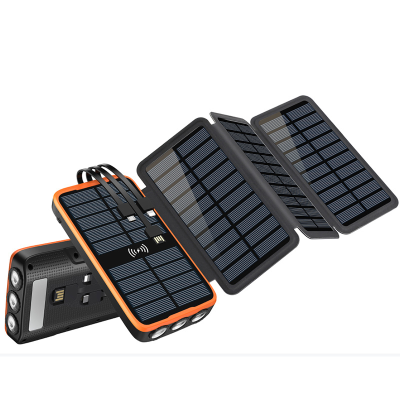 Newest Built In Cable 4pcs Solar Panel 8W Solar Charger Power Bank 30000mah For Outdoor Bait Boat  Carp Fishing Power