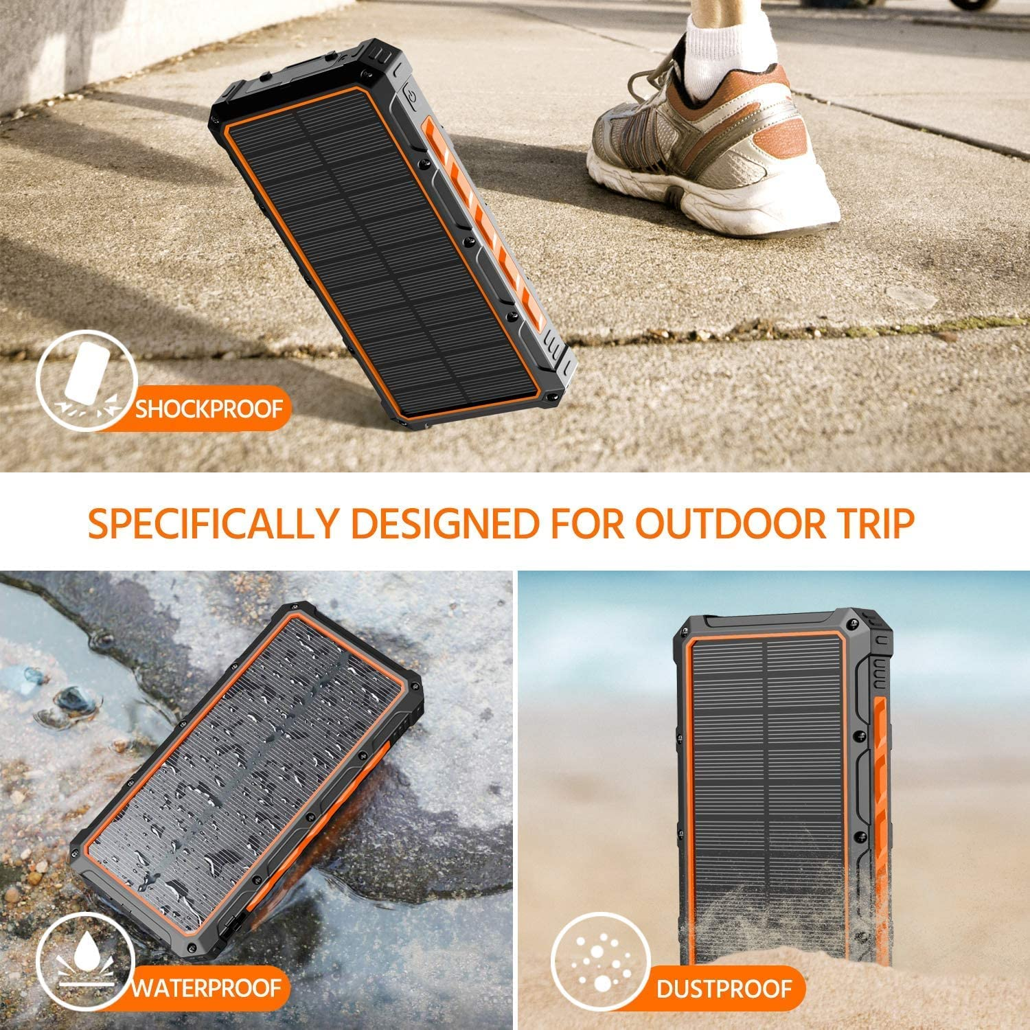 Multi-Purpose Portable 10000Mah 15000Mah 20000Mah 30000Mah Branded Battery Charger Solar Power Bank