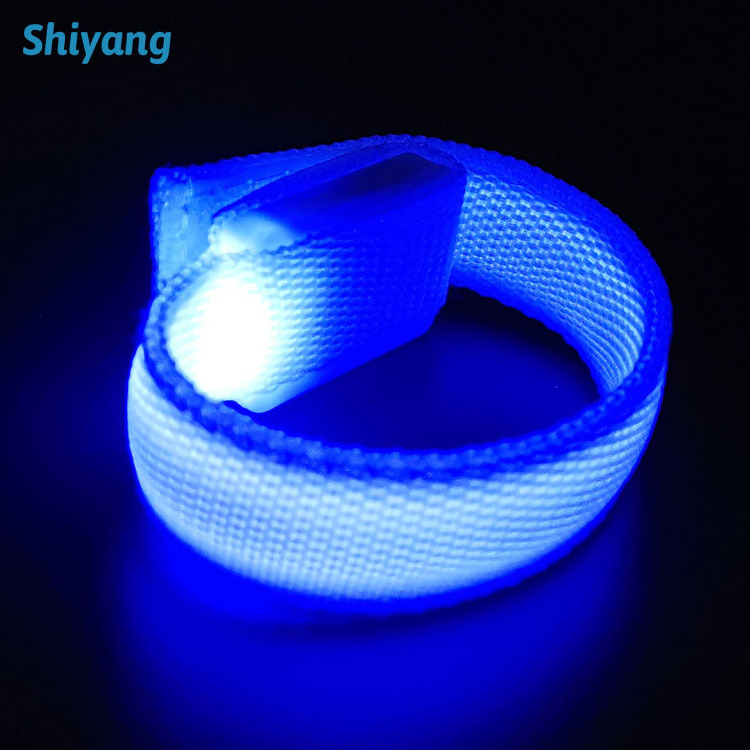 Sport Safety Light Custom LOGO Running LED Wrist Band Nylon Glow in Dark Running LED Light up Bracelets