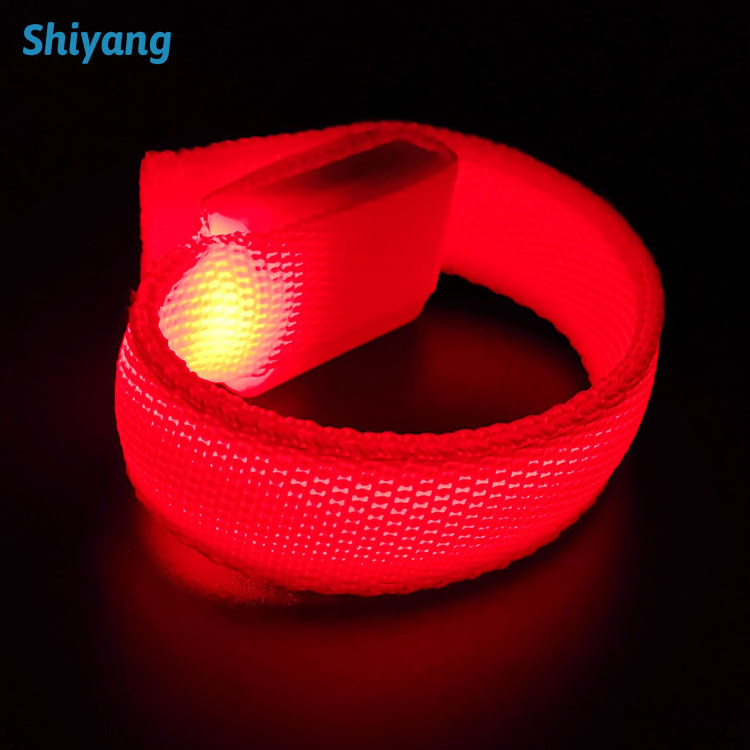 Sport Safety Light Custom LOGO Running LED Wrist Band Nylon Glow in Dark Running LED Light up Bracelets