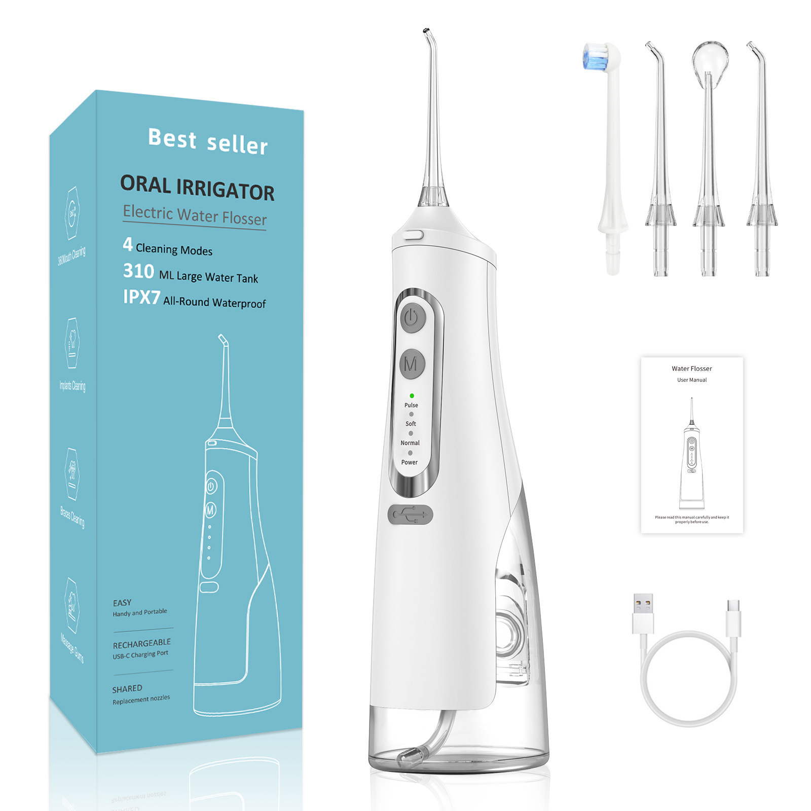 portable 310ml oral irrigator water flosser teeth cleaning