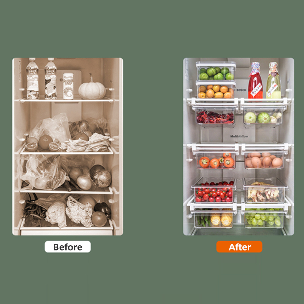 Kitchen Storage and Organization Parts Side-by-side Refrigerators Pull Out Fridge Drawer Organizer Rack Fridge Shelf Holder