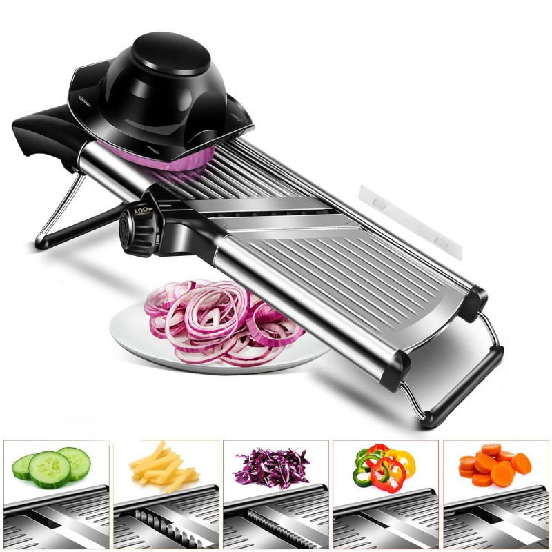 Best Seller Kitchen Adjustable Food Chopper Blades Manual Stainless Steel Stand Top Quality Vegetable Mandolin Slicer