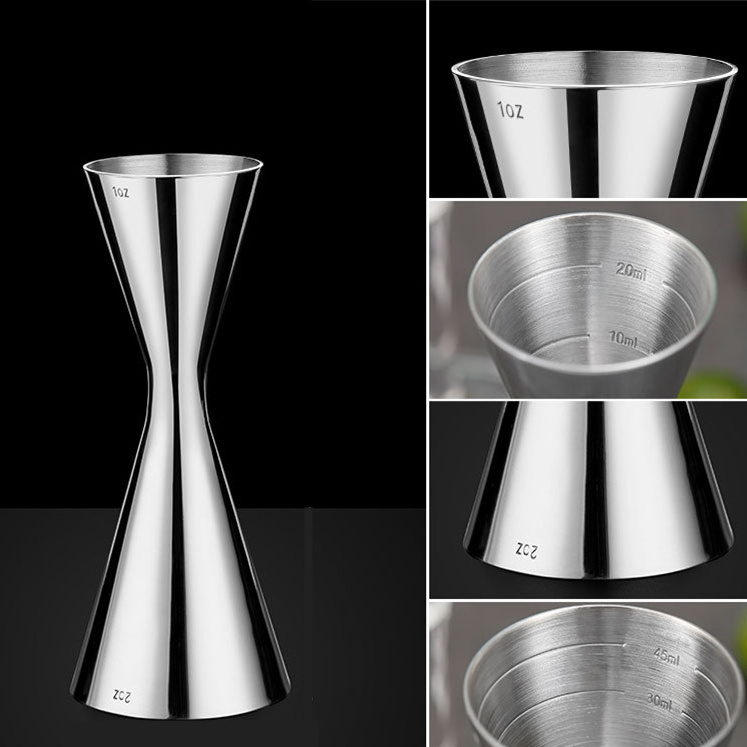 304 Stainless Steel Ounce Cup Wine Measuring Device One-piece Double-headed Cocktail Shaker Glass Jigger 30/45ML