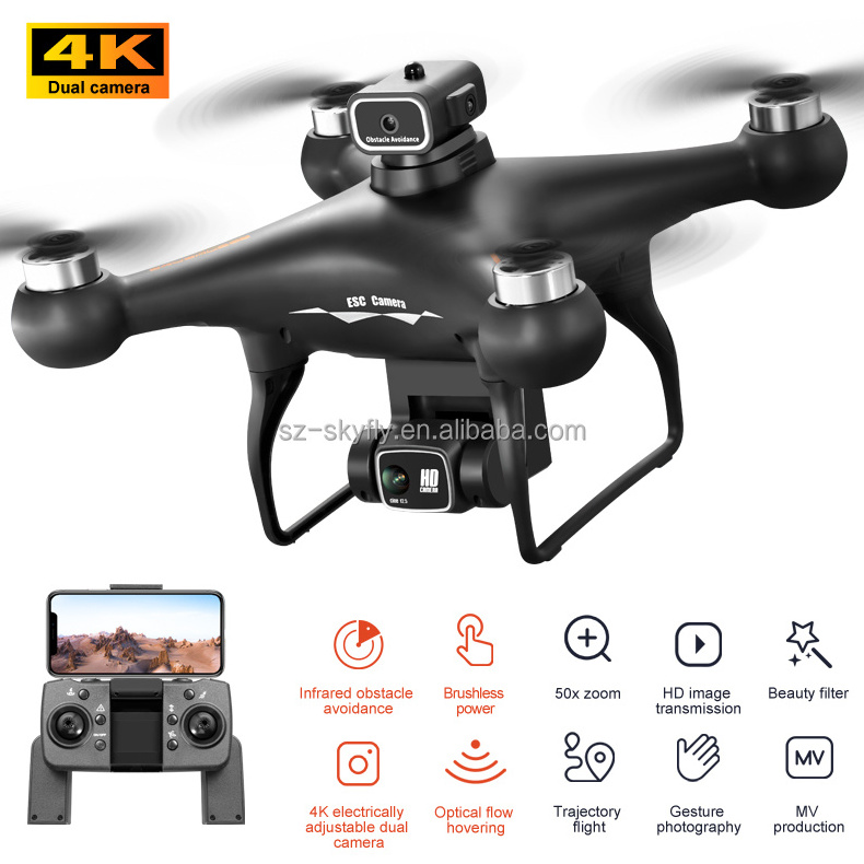 JHD New S116 MAX RC Quadcopter Profissional Obstacle Avoidance Drone Dual Camera 4K Optical Flow Brushless Motor Dron Helicopter