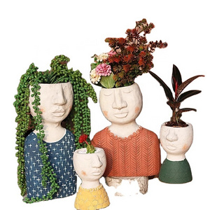 Happy family of four Planter Succulent Plant Pots Flower Vase thanksgiving gift