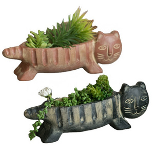 mini cute cement small cat tiger flower pot cactus succulent