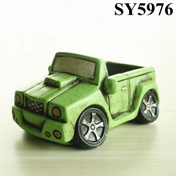 Car design green indoor mini cement plant pot wholesale