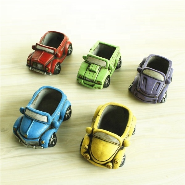 Car design green indoor mini cement plant pot wholesale