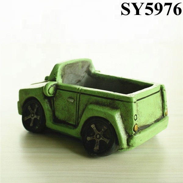 Car design green indoor mini cement plant pot wholesale