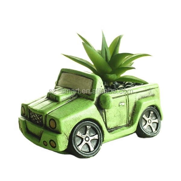 Car design green indoor mini cement plant pot wholesale