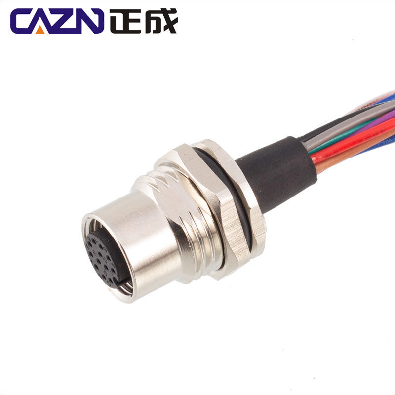 M12 Waterproof IP67 Screw Threaded Coupling Sensor Connector Female Socket 4 5 8 Pins M12 Panel Back Mount Wire Cable Connector