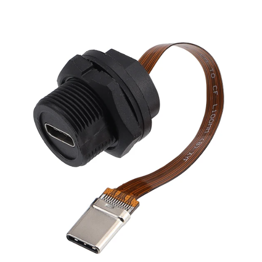 STA PFC Waterproof Flat Cable Type C Female to Male 3.1 Thread Speed10GB 3A 20V IP67 IP68 USB Connector