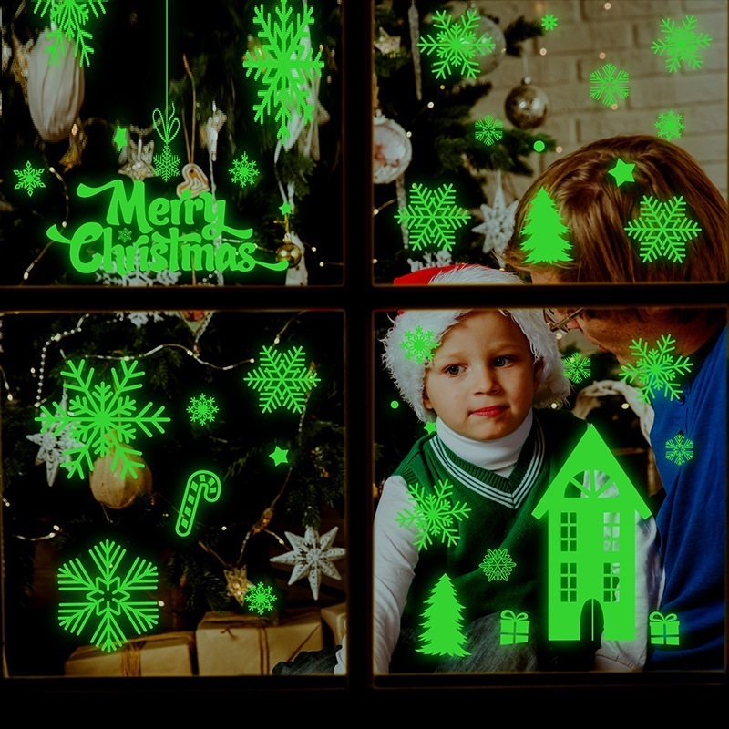 Luminous Christmas Snowflake Electrostatic Glass Vinyl Window Wall Decoration Stickers