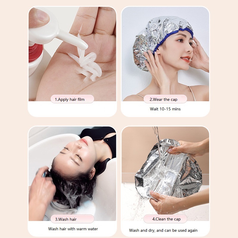 Reusable Constant Temperature Aluminum Foil Deep Conditioning Waterproof Baked Hair Care Steam Treatment Cap