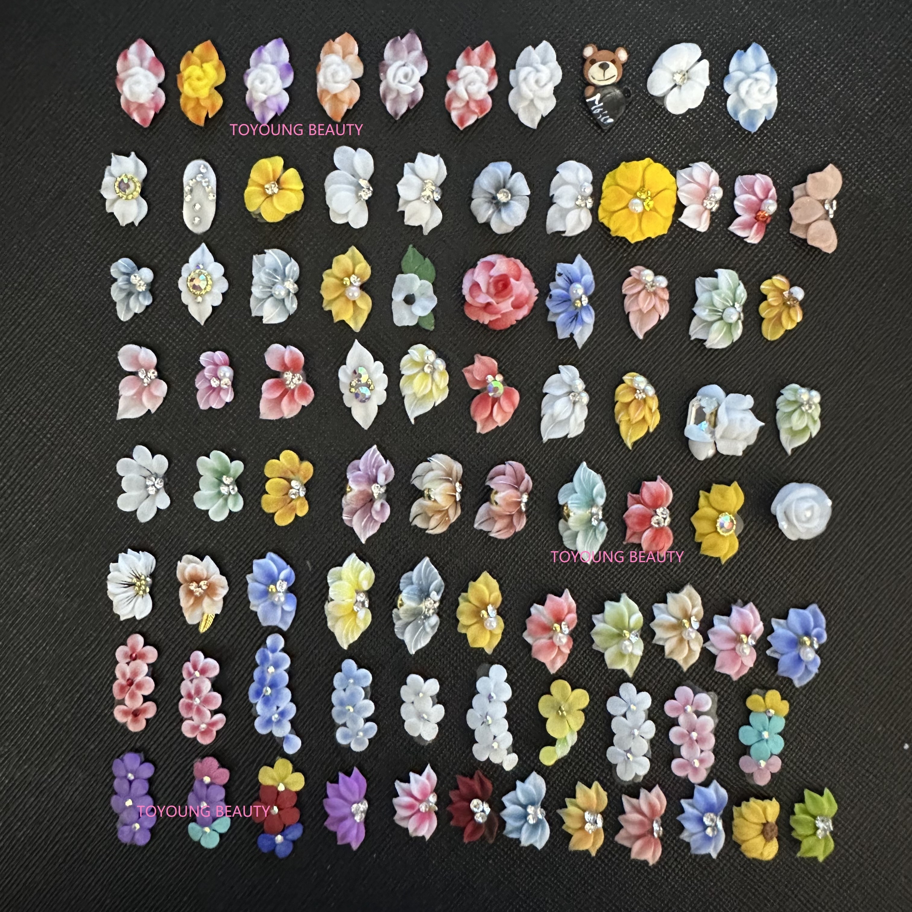 Toyoung Nail pearl Jewelry Handmade Kawaii Nail Art Charms Customize Decoration Stickers 3D Acrylic Flowers