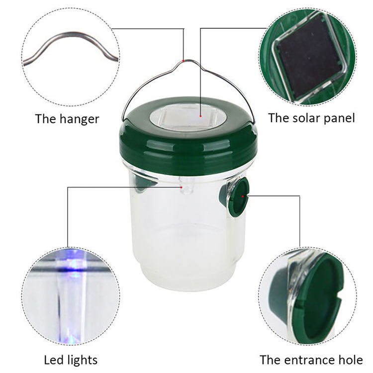 Environmental Outdoor Solar Insect Trap  Hornets Container Solar Powered Pest Trap with UV Light Wasp Trap Park Garden