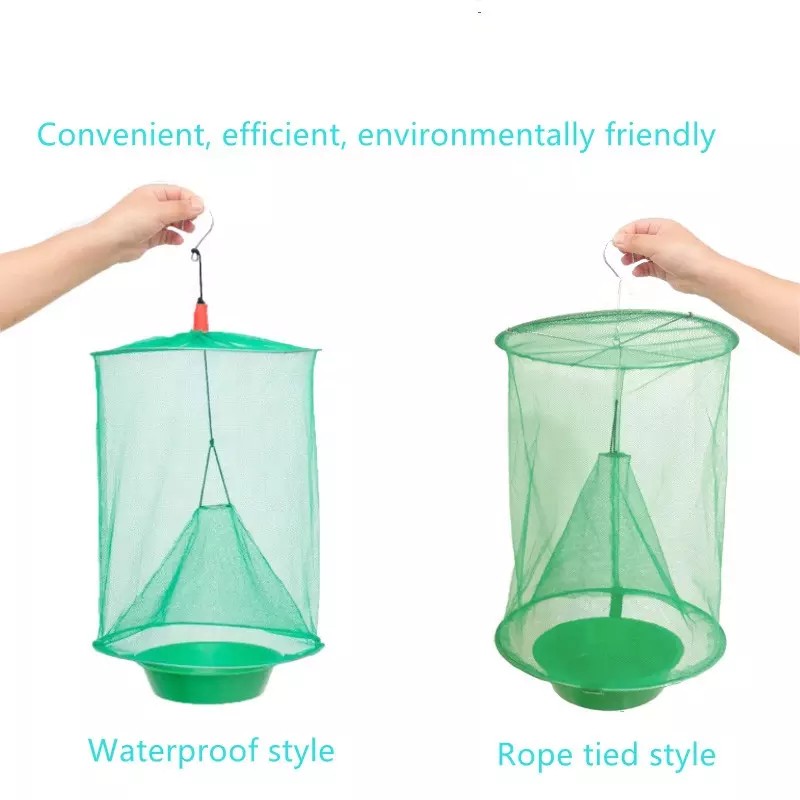 Fly Control Reusable Hanging Fly Catcher Killer Flies Flytrap Zapper Cage Net Trap