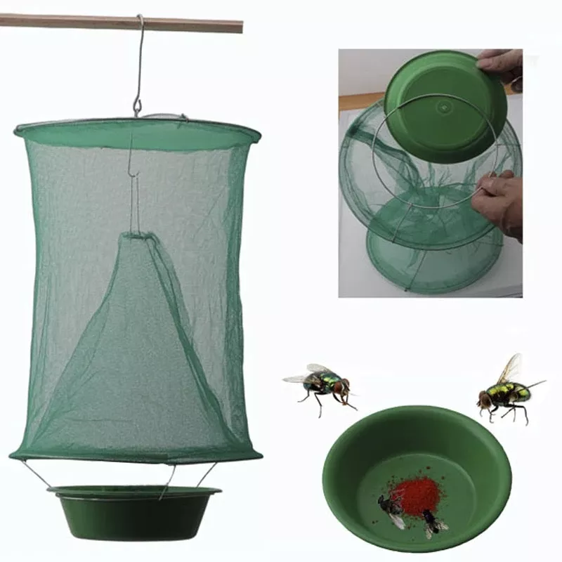 Fly Control Reusable Hanging Fly Catcher Killer Flies Flytrap Zapper Cage Net Trap