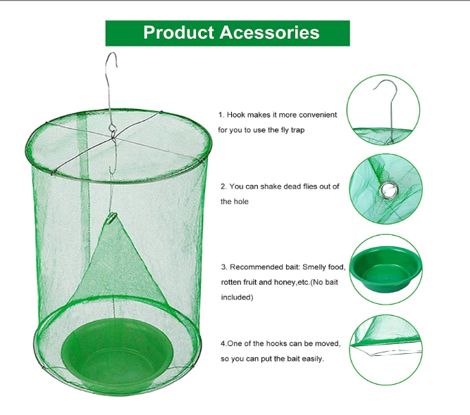 Fly Control Trap Tools Reusable Hanging Fly Catcher Killer Flytrap Cage Net Trap Garden Supplies